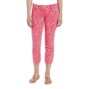 Lilly‎ Pulitzer Womens Printed Capri Pants Pink Size 6 Stretch Preppy Resort